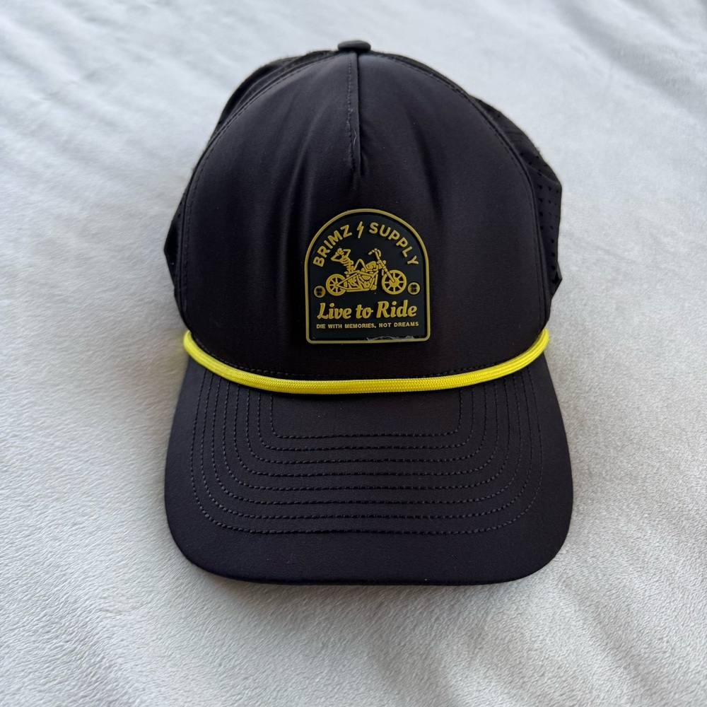 Brimz Supply Black and Yellow Men's snap back adjustable Hat skeleton decal